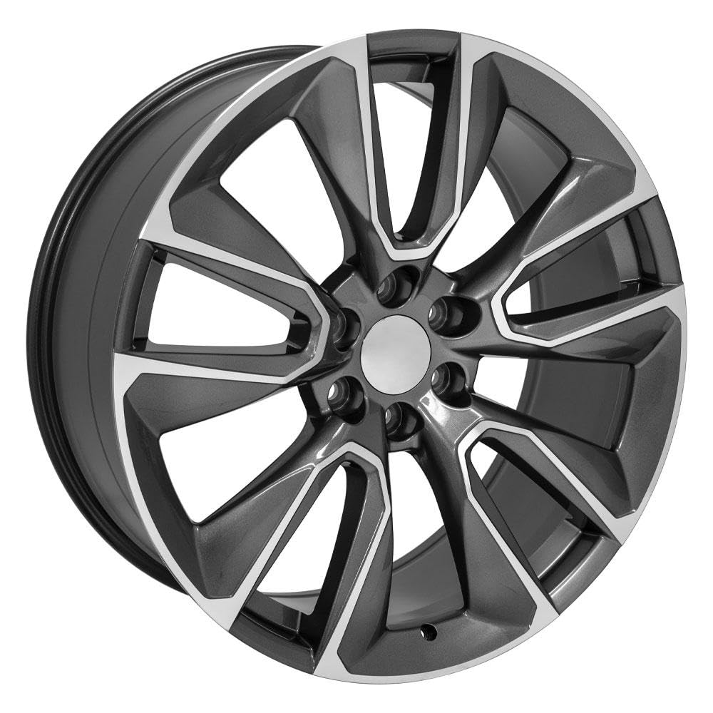 24 Inch OE Wheels CV32 Rim Fits Silverado 1500 Style 6x139.7 24x10 Gloss Gunmetal Machined - Hollander 5916 (1)