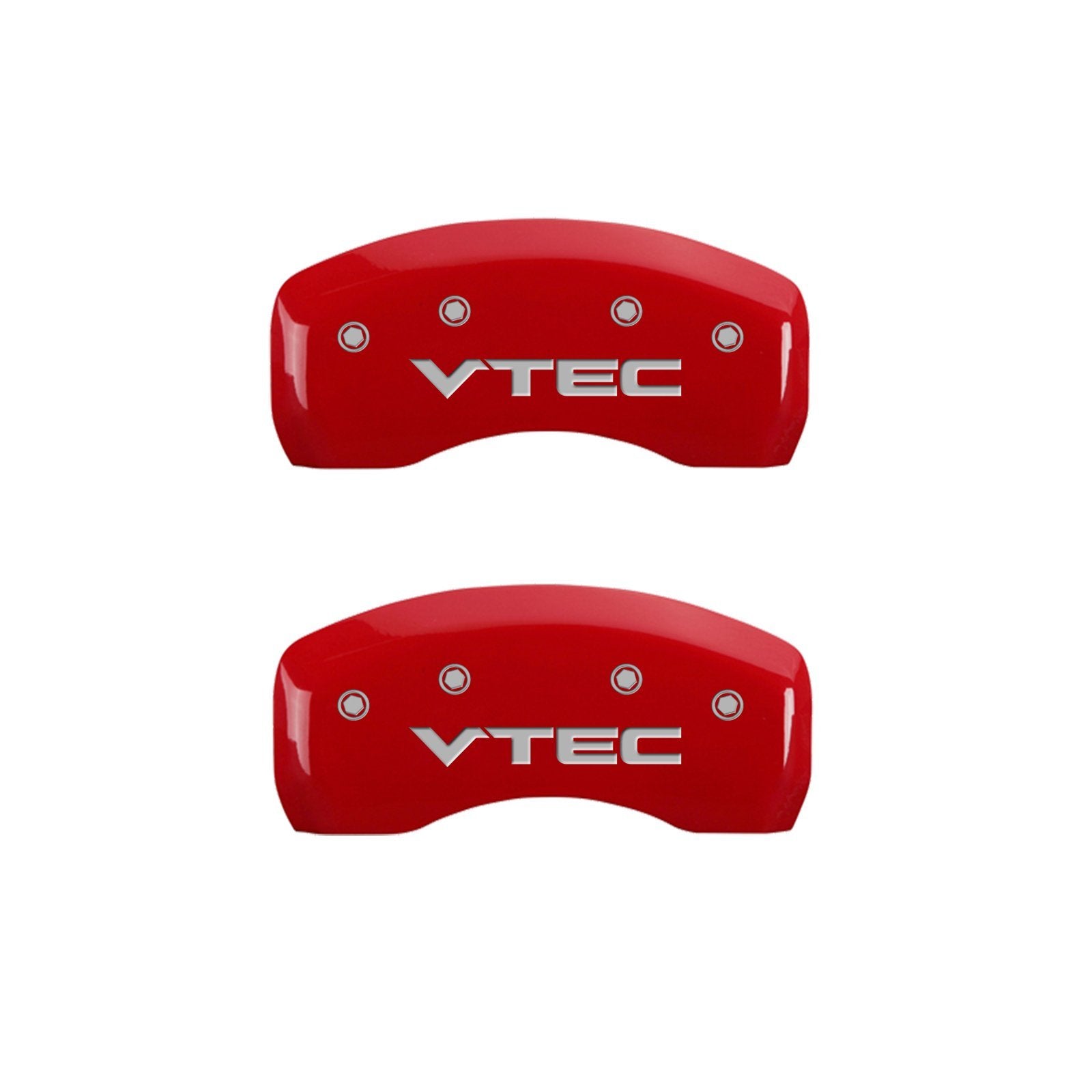 MGP Caliper Covers Red Powder Coat Finish 20201SVTCRD Front and Rear Caliper Cover, Set of 4 (Vtech Silver Characters, Engraved)