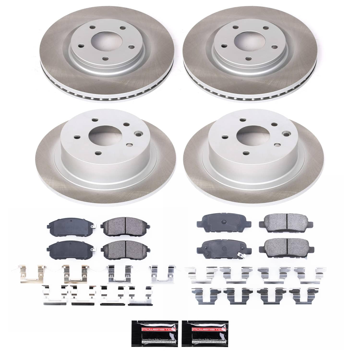 POWERSTOP Euro-Stop Front and Rear ECE-R90 Certified Brake Pads and Rotors Kit [Vehicle Specific] For S60, S90, V60, V60 Cross Country, V90, V90 Cross Country, XC60, XC90 [Model Specific]