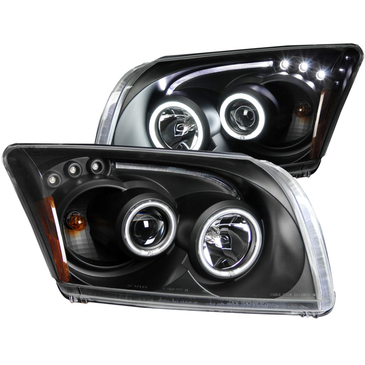 Black Clear AnzoUSA Projector Halo Headlight for Dodge Caliber - (Sold in Pairs)