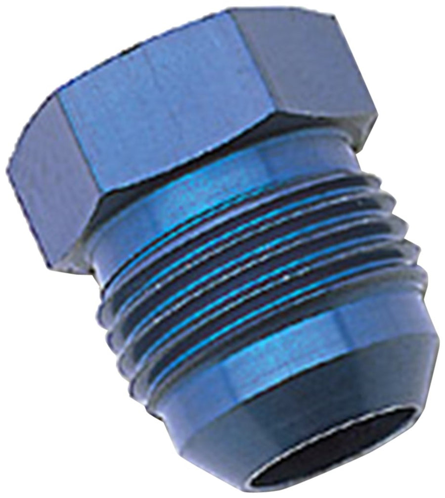 Blue Anodized Aluminum Edelbrock Athletic -6AN Flare Plug Adapter RUS-660190