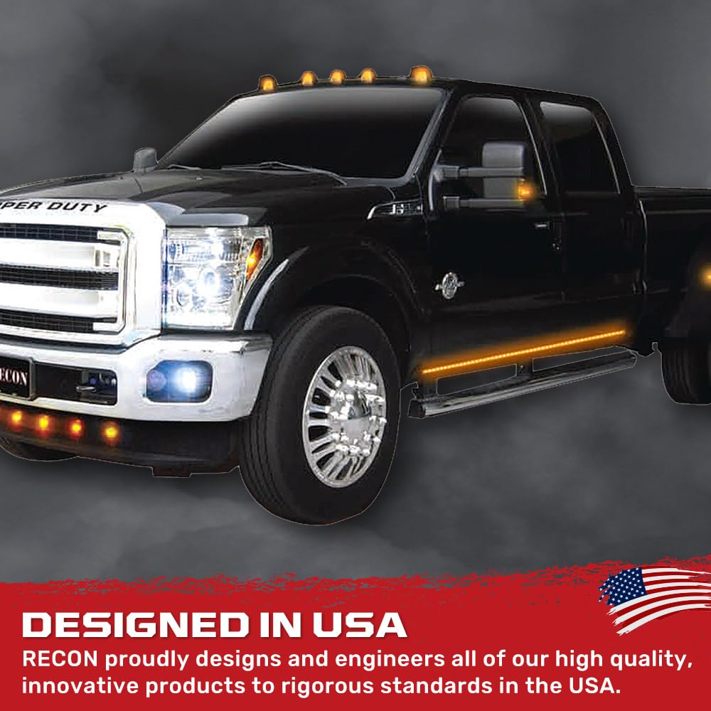 62" RECON Big Rig Universal Fit Side Mounted High Power LED Light Bar Kit Amber Running Lights & Turn Signals (62")