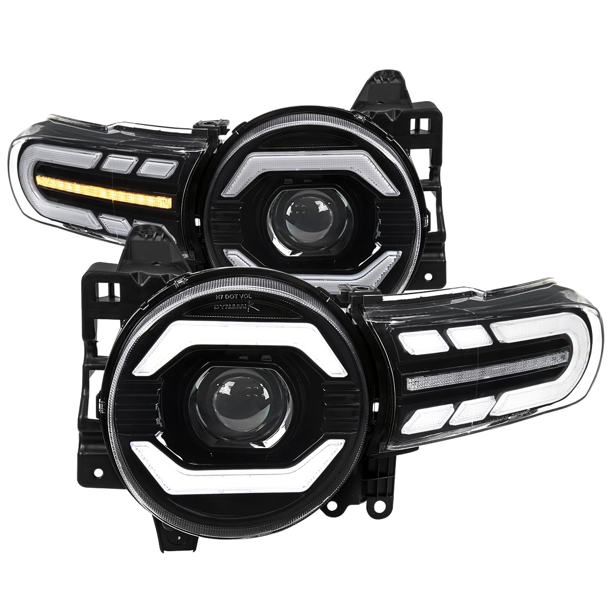 Black SPEC-D TUNING Projector Headlights w/LED Sequential Turn Signals and Startup Animation Compatible with 2007-2014 Toyota FJ Cruiser, Left + Right Pair Headlamp Assembly
