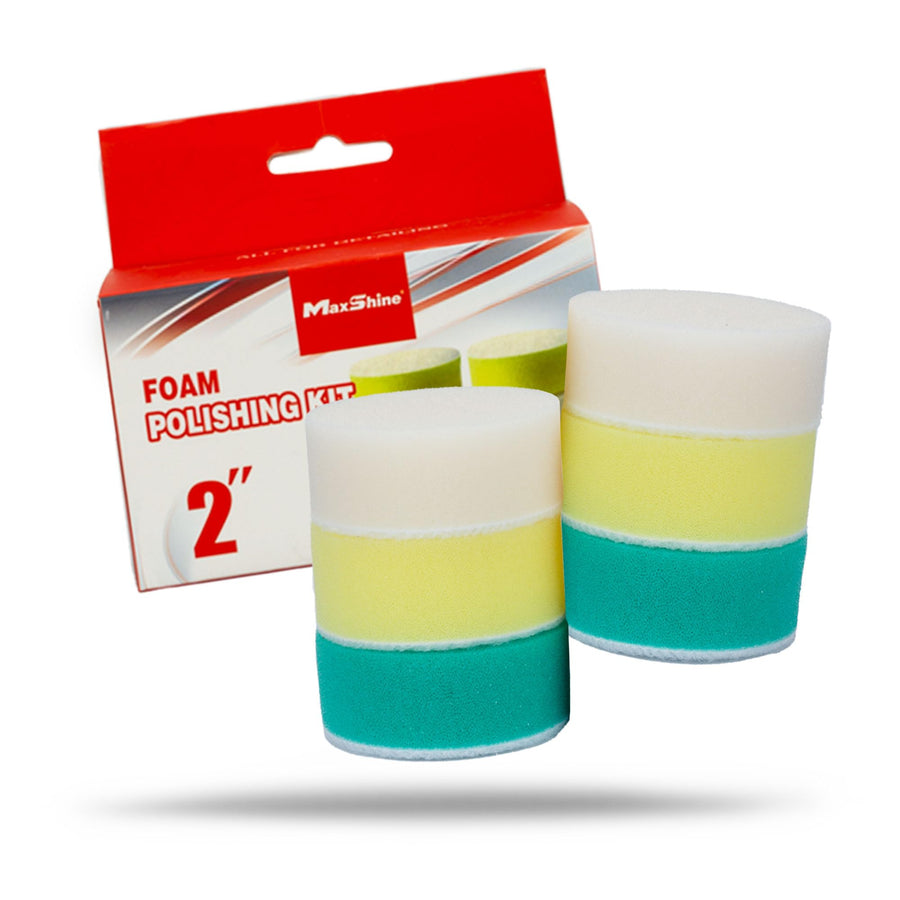 2” Maxshine Hook and Loop Foam Polishing Pads Kit – Specially Designed for Polishing Small Areas, Comes with 6 Pieces of Pads for Cutting, Polishing, Finishing (2 Pieces Each)