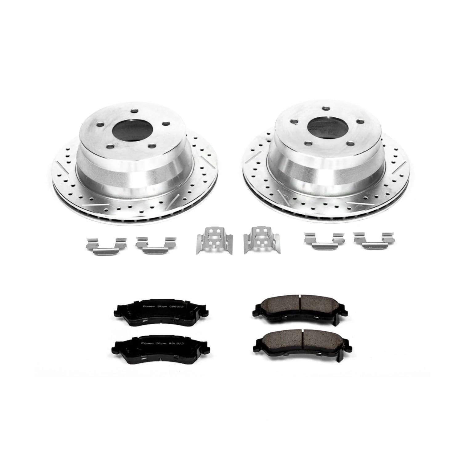 Power Stop K2003 Z23 Carbon Fiber Brake Pads with Drilled & Slotted Brake Rotors Kit For Chevrolet Blazer, Chevrolet S10, GMC Jimmy, GMC Sonoma, Isuzu Hombre, Oldsmobile Bravada [Model Specific]