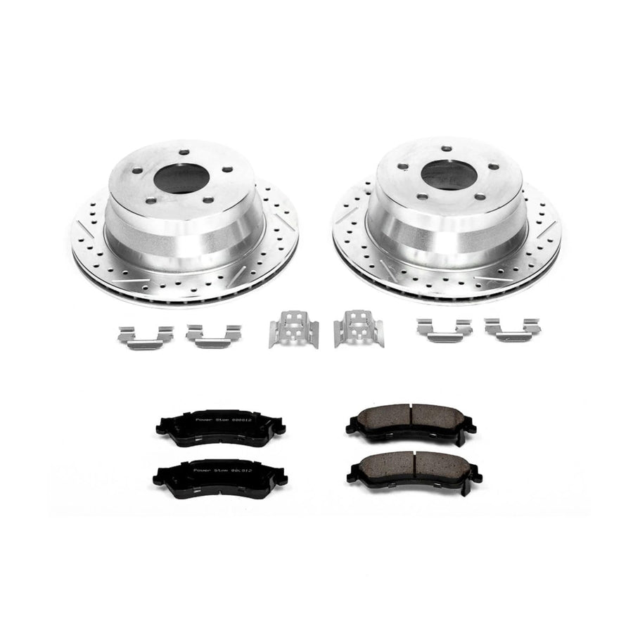 Power Stop K2003 Z23 Carbon Fiber Brake Pads with Drilled & Slotted Brake Rotors Kit For Chevrolet Blazer, Chevrolet S10, GMC Jimmy, GMC Sonoma, Isuzu Hombre, Oldsmobile Bravada [Model Specific]