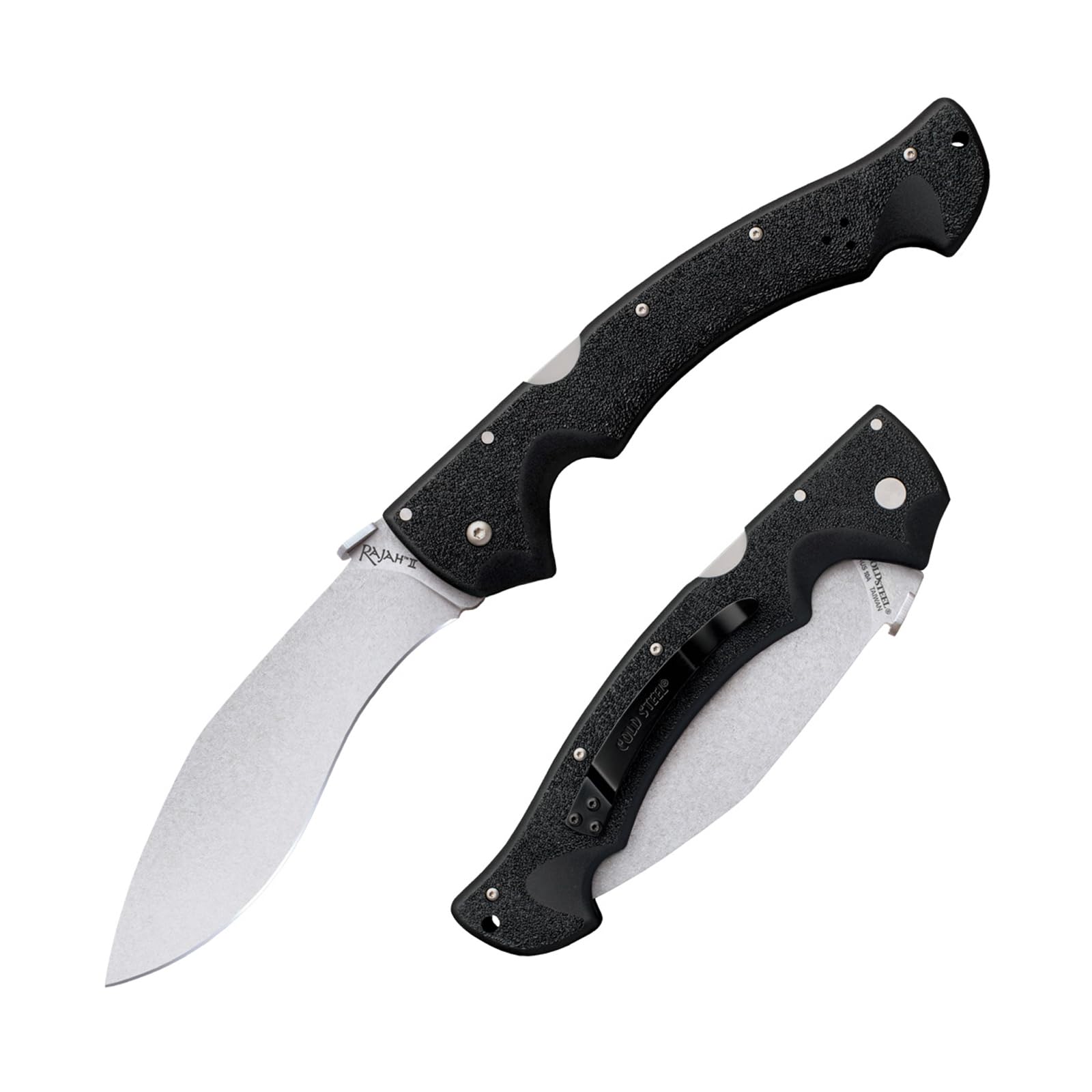 Cold Steel Rajah ll AUS10A Japanese 6" Blade 8" Griv-Ex Handle Tactical Folding Knife with Tri-Ad Lock, Ambidextrous Pocket/Belt Clip