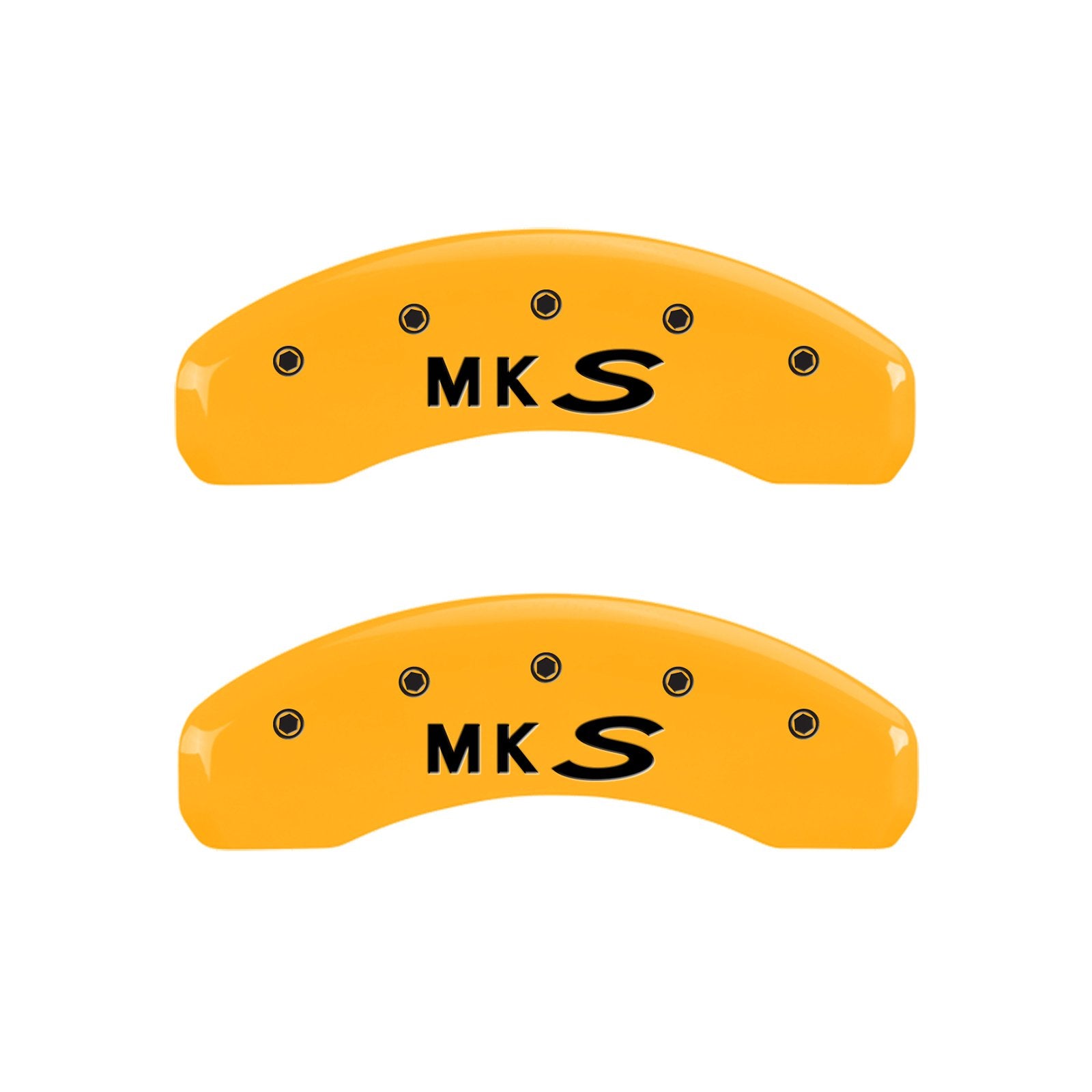 Caliper Covers MGP 36014SLCSYL Yellow (Set of 4, Engraved Front: Lincoln - Engraved Rear: MKS, Yellow powder coat finish, black characters)