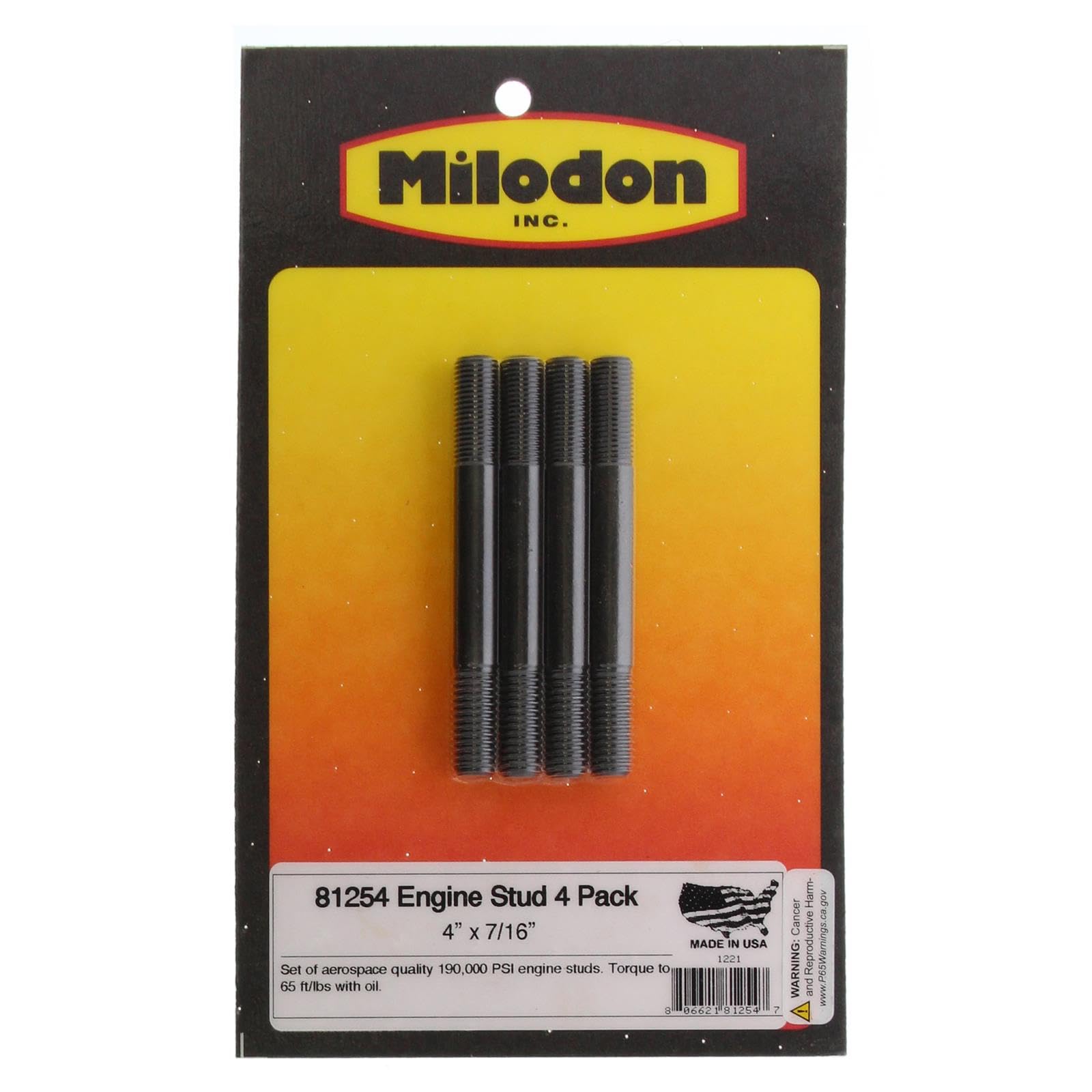 4 Pack Milodon 4 X 7/16 Studs