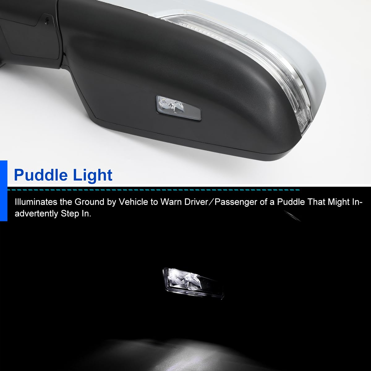 Chrome Spec-D Tuning Power Heated + LED Signal + Blind Spot Monitor BSM Left Driver Side Mirror Compatible with 2019-2024 Ram 1500