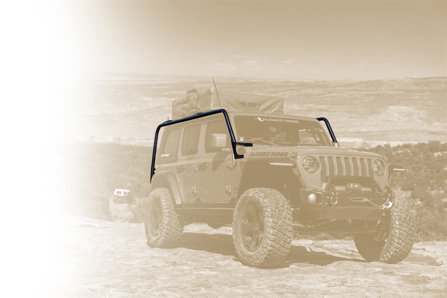 Sherpa Roof Rack Rugged Ridge for Jeep Wrangler JLU | Low-Profile Design, 2 Fixed Crossbars, No Drill Installation | 11703.23 | Fits 2018-2025 Jeep Wrangler JLU 4-Door