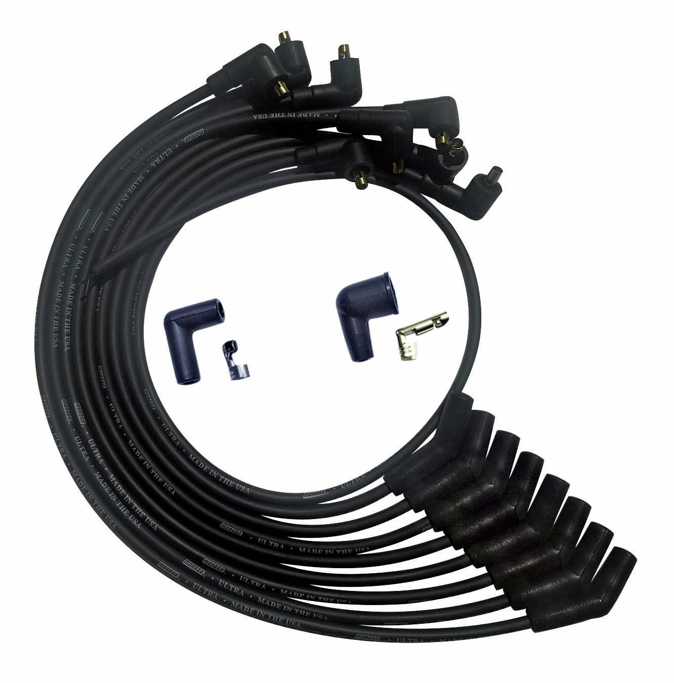 Moroso Ultra Series 51071 Black Spark Plug Wires, Ford 260/289/302, 135 Degree Plug Ends, Non HEI Distributor
