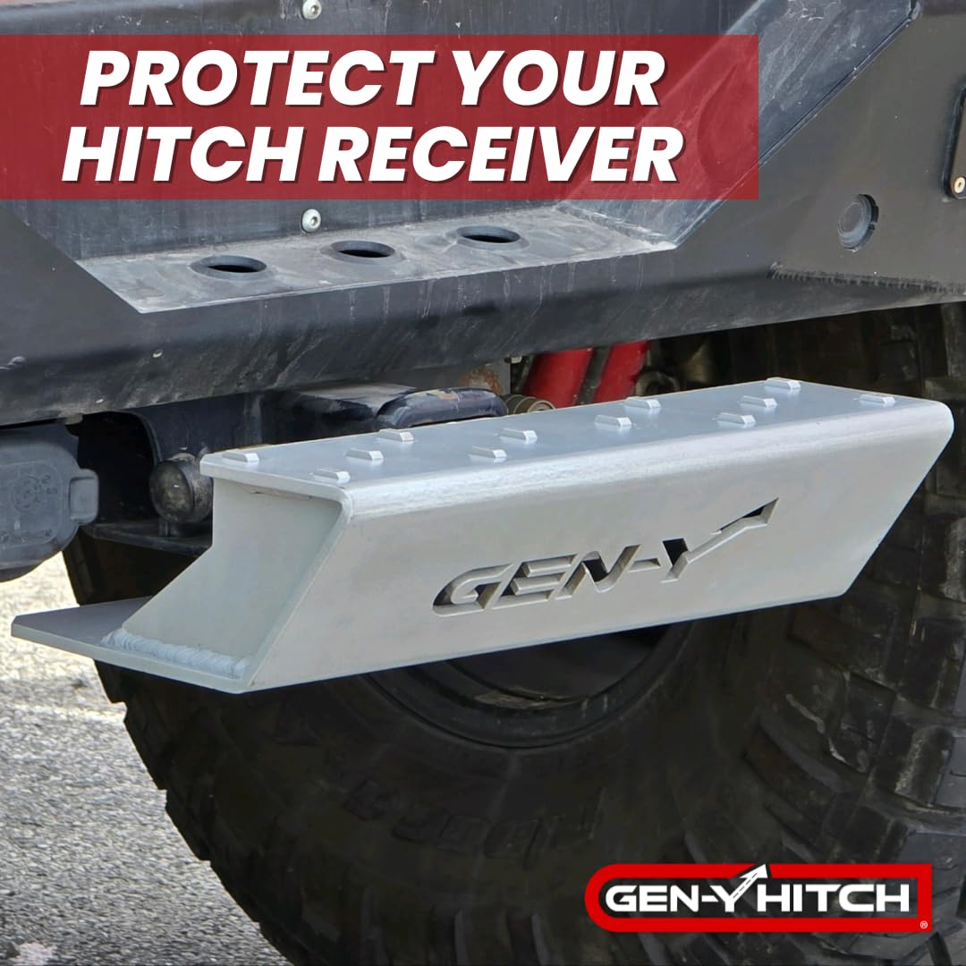 GEN-Y Hitch Aluminum Skid Plate for 2" Receiver, Clear Coated, Protection for Your Hitch Receiver, Perfect for Off-Road Adventures and Heavy-Duty use