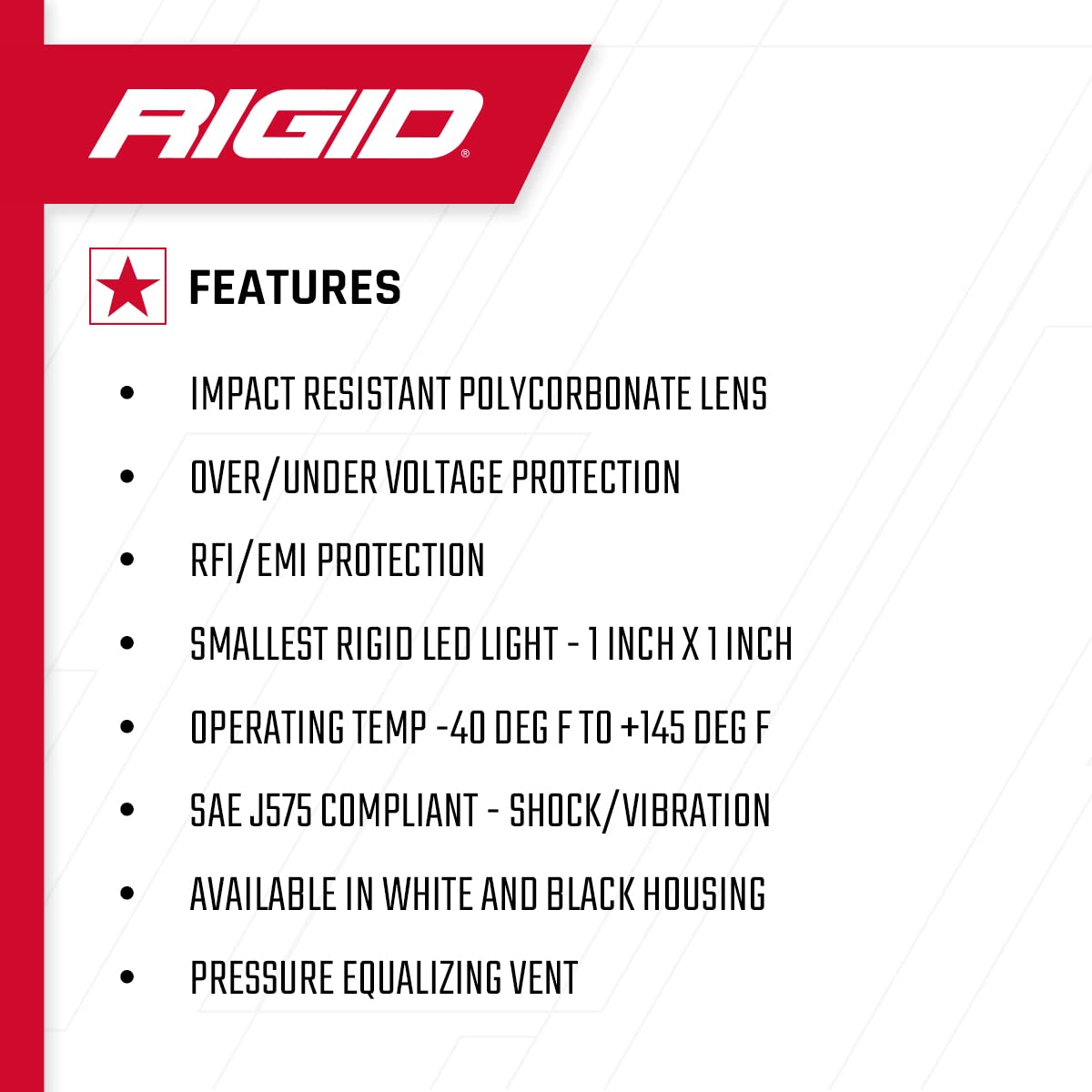 Backup Kit RIGID INDUSTRIES Ignite Black Flood Flush Mount: Mounting Accessories For Offroad Use