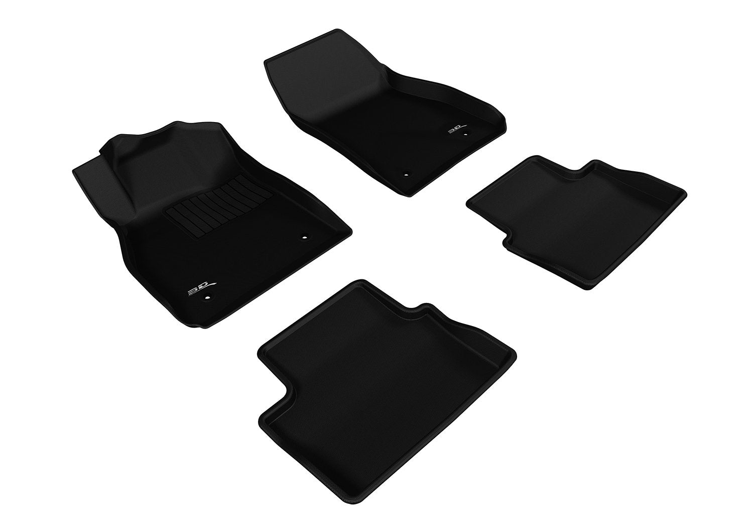 Complete Set 3D MAXpider Custom Fit All-Weather Floor Mat for Select Chevrolet Malibu Models - Kagu Rubber (Black)