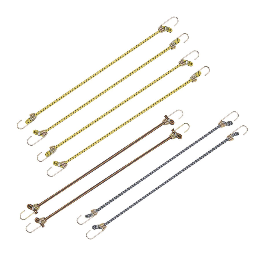 10" Mini Bungee Cords - KEEPER in Assorted Colors, ( Pack of 8)