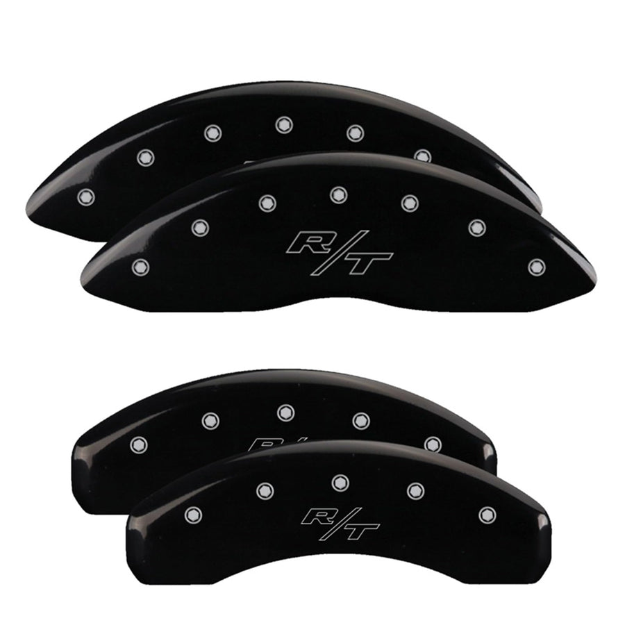 Brake Caliper Covers MGP for 2011-2025 Dodge Durango (Requires 17" Wheels or Larger) Black Powder-Coated Finish, Engraved Silver R/T Vintage Logo, Aluminum Front and Rear Caliper Covers (Set of 4)