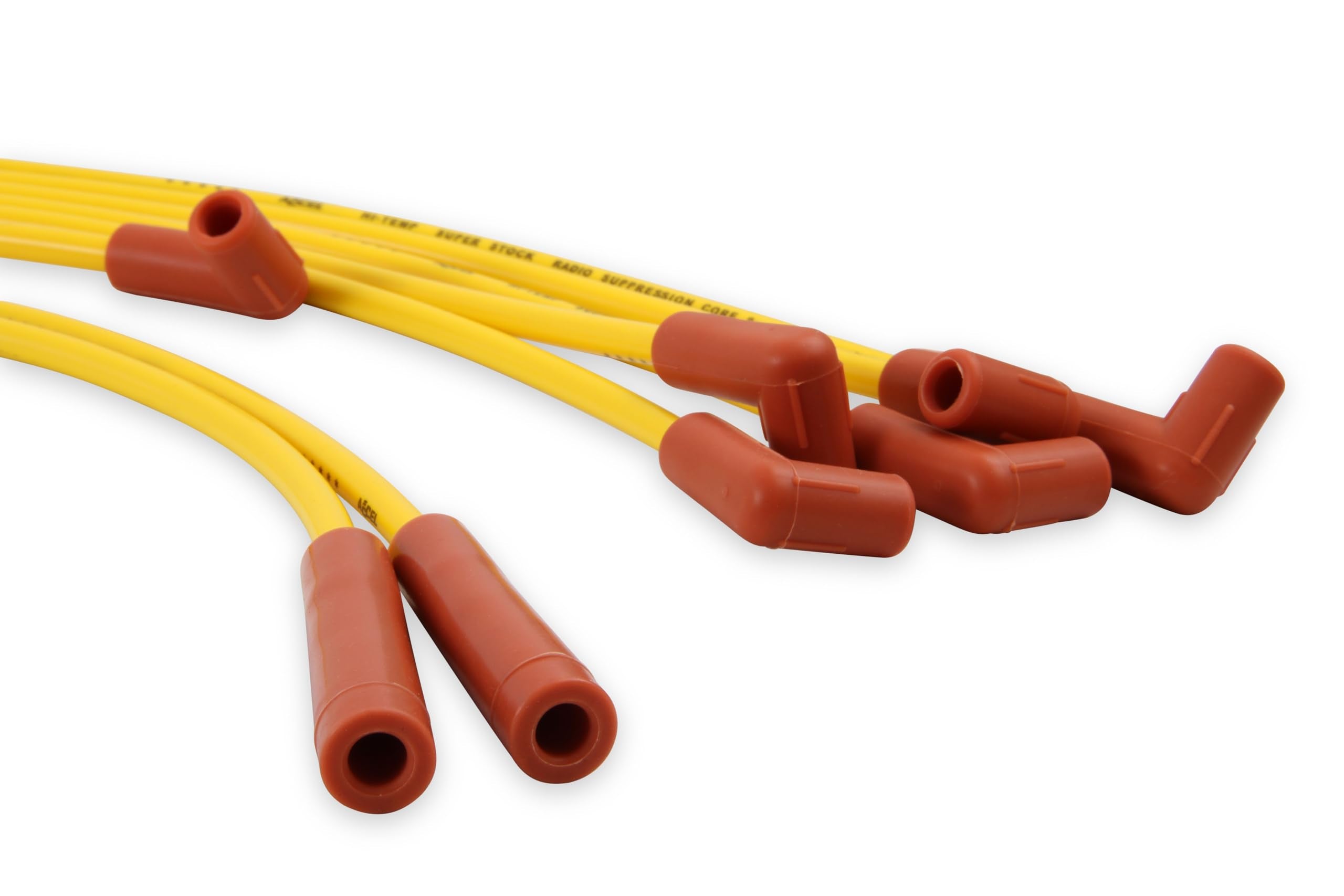 4049 ACCEL Spark Plug Wire Set - 8mm - Super Stock - Graphite Core - Yellow with HEI Style Boots-