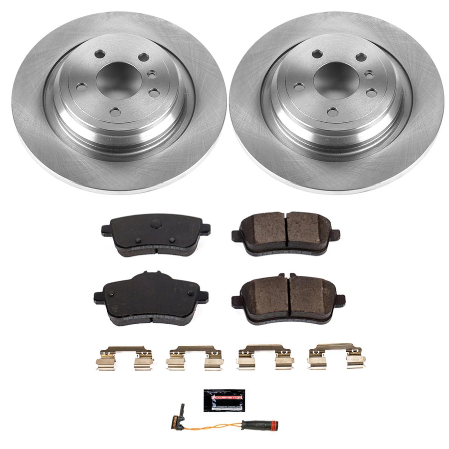 Power Stop KOE7440 Rear Replacement Brake Kit-OE Brake Rotors & Ceramic Brake Pads and 1 Rear Sensor Wire For GLE300d, GLE350, ML, ML350 [Model Specific]