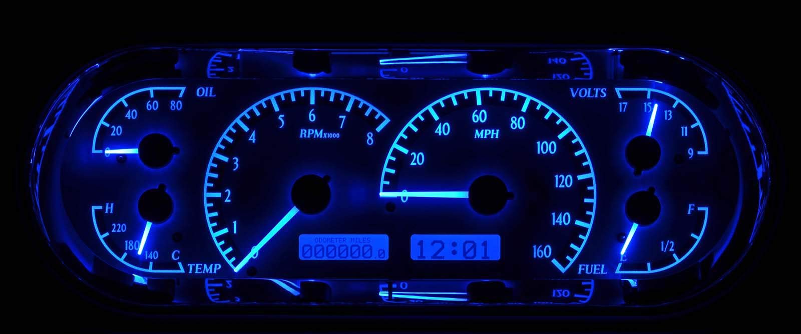 VHX System Rounded Rectangle, Carbon Fiber Style Face, Blue Display