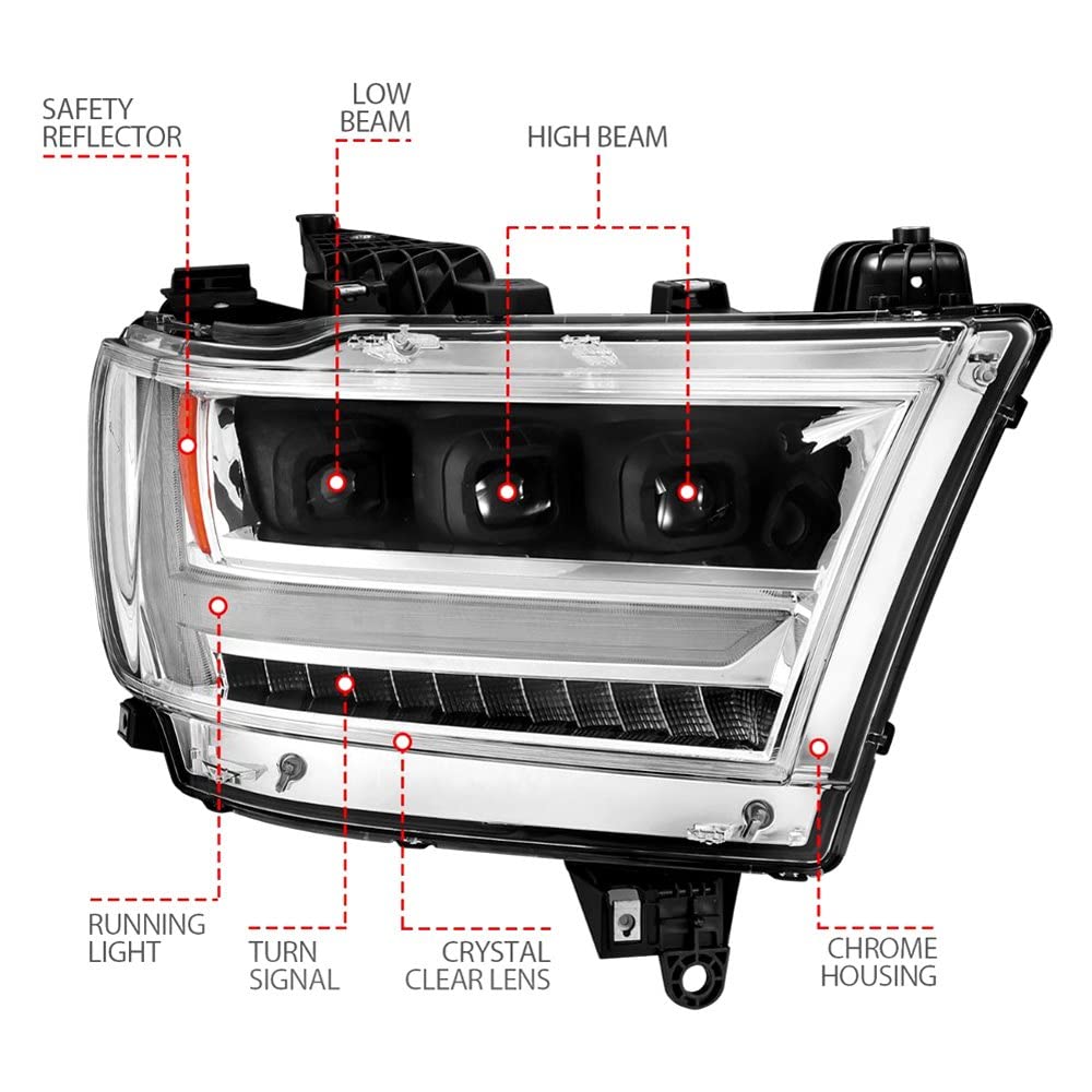19-20 Dodge Ram 1500 Tradesman Aridex LED Projector Headlights Plank Style w/Sequential Black (Pass.) (111495-R)