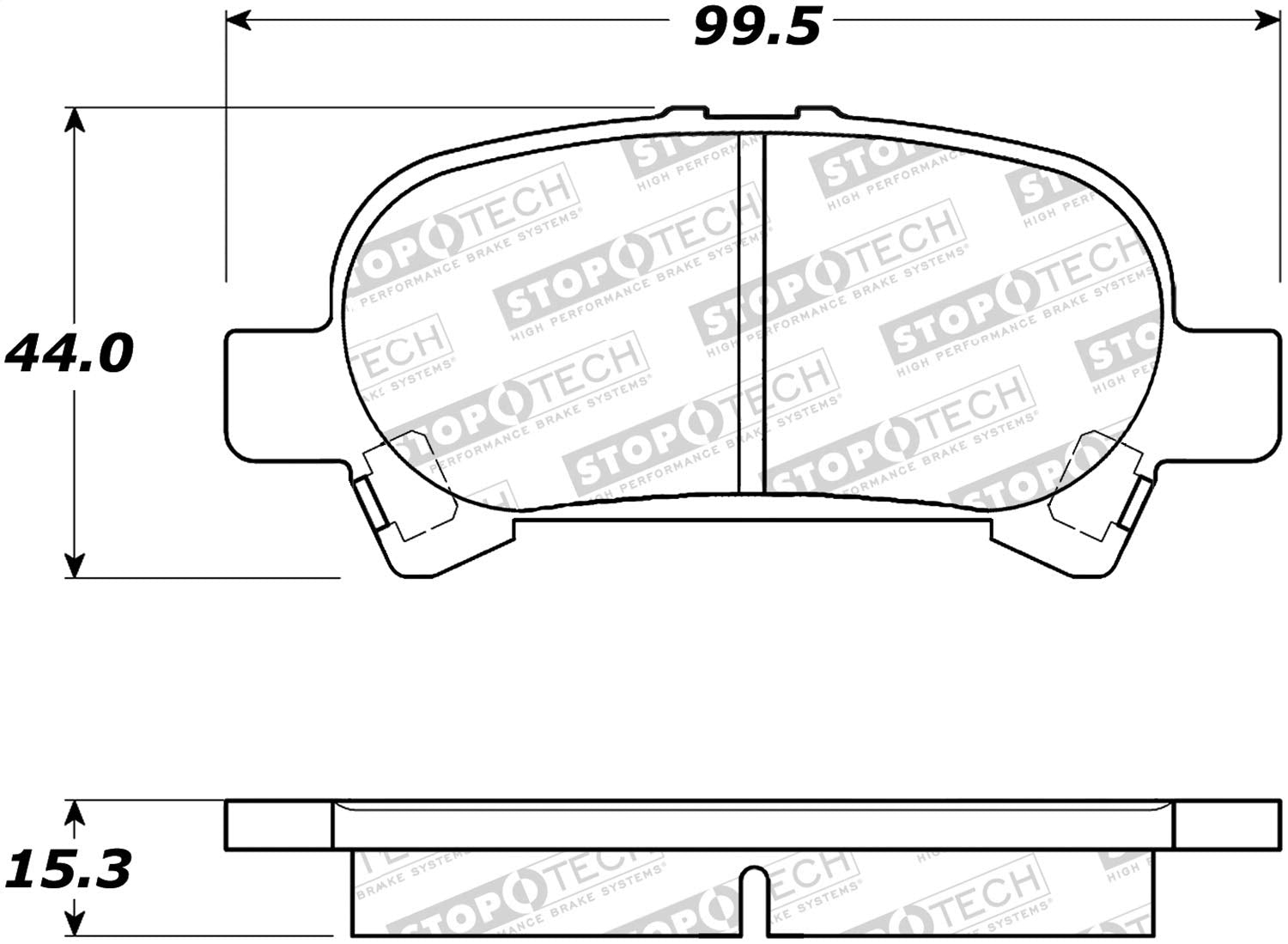 Rear StopTech 308.08280 Brake Pads with Shims and Hardware Street