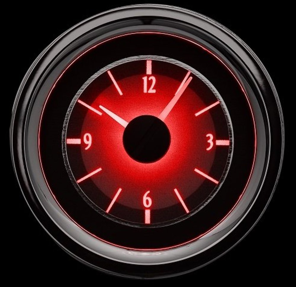 Dakota Digital 55 56 Chevy Analog Clock Gauge for VHX gauges only Silver Alloy Red Backlighting VLC-55C-S-R