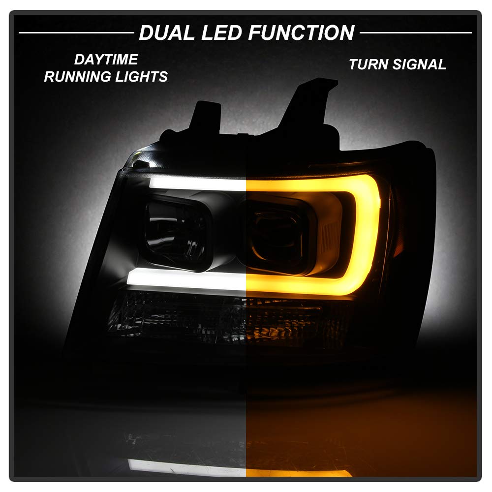 07-14 Chevy Suburban/Tahoe Spyder V2 Projector Headlights LED Turn Sig Black PRO-YD-CSUB07V3-SB-BK