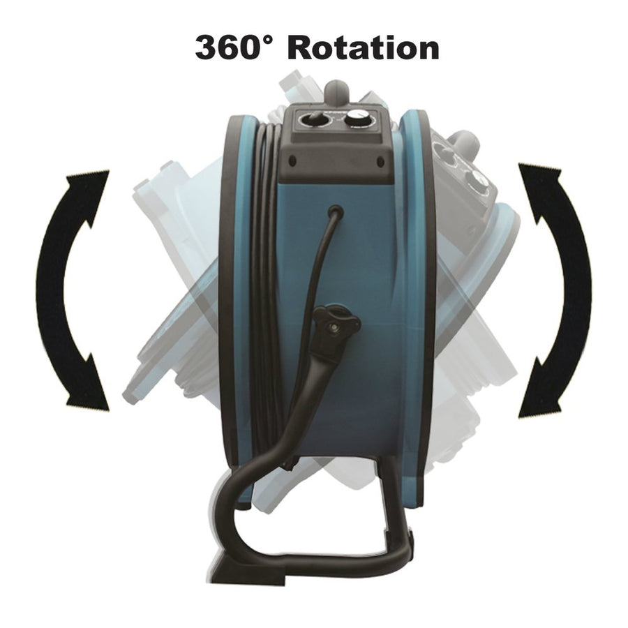 XPOWER 1/3 HP X-47ATR Sealed Motor Axial Air Mover Fan - with Variable Speed Control, 3 Hour Timer - Blue
