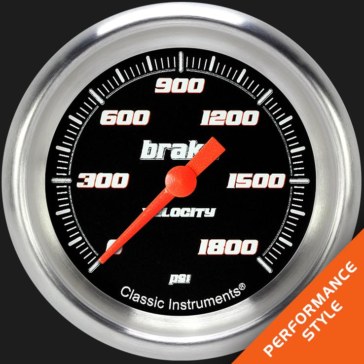 Velocy Black Classic Instruments 2 5/8" Brake Pressure Gauge Full Sweep VS367BAPF