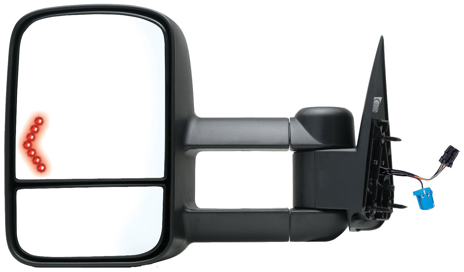 K Source Extendable Driver Side Towing Mirror For 2003 – 2007 Escalade, Avalanche, Suburban, Tahoe, Yukon, Silverado, Sierra, Silverado/Sierra Classic. Textured Black, Power Heated, LED Arrow Signal, Dual Lens, Foldaway