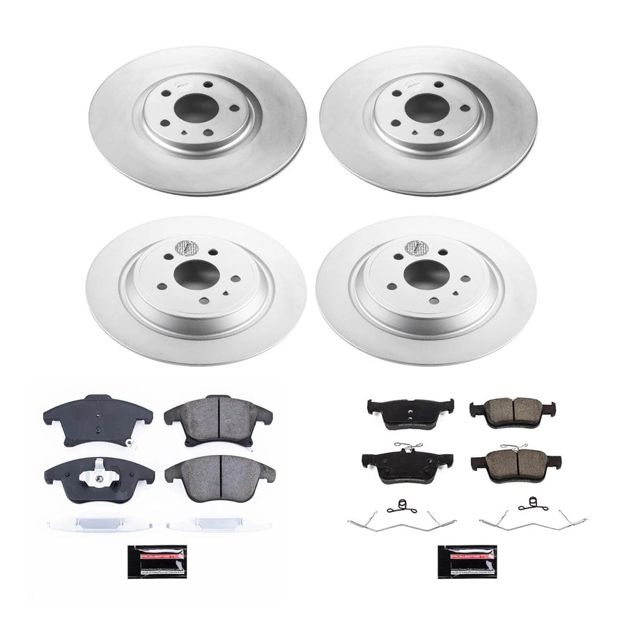 Power Stop Z17 Coated Rotor Kit CRK8534-Front and Rear Coated Brake Rotors, Ceramic Brake Pads For Ford Fusion 2017-2020 [Model Specific]