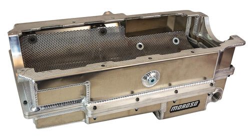 Moroso Aluminum 2 Piece Wet Sump Oil Pan 20381, Fits Brodix 5" Bore Space blocks, For use w/External Oil Pump