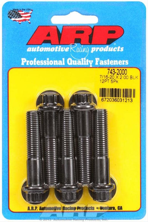 743-2000 Automotive Racing Products 7/16-20x2.000 12pt Blk Ox Bolts