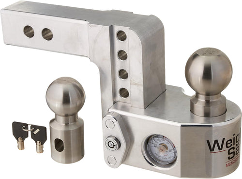 Weigh Safe 8" Drop Hitch WS8-2 w/ 2" Shank/Shaft, Adjustable Aluminum Trailer Hitch & Ball Mount w/ Built-in Scale, 2 Stainless Steel Balls (2" & 2-5/16") and a Double-pin Key Lock