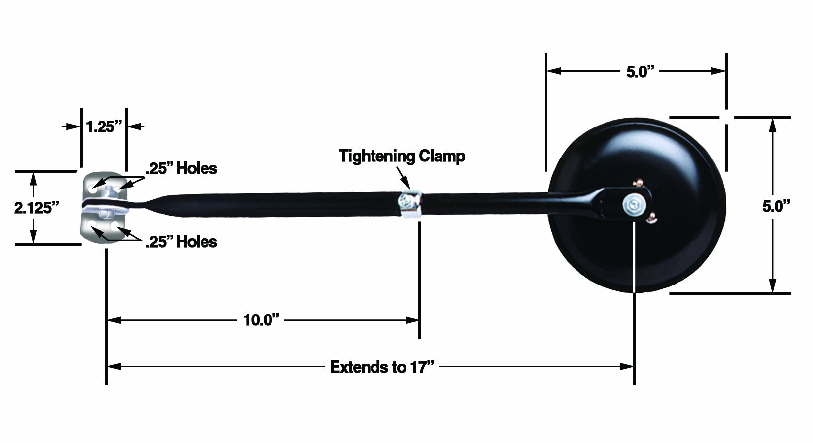 5" Round CIPA 49704, CJ2A, CJ3A, CJ3B, CJ5, CJ6, Black, 1 Count (Pack of 1)