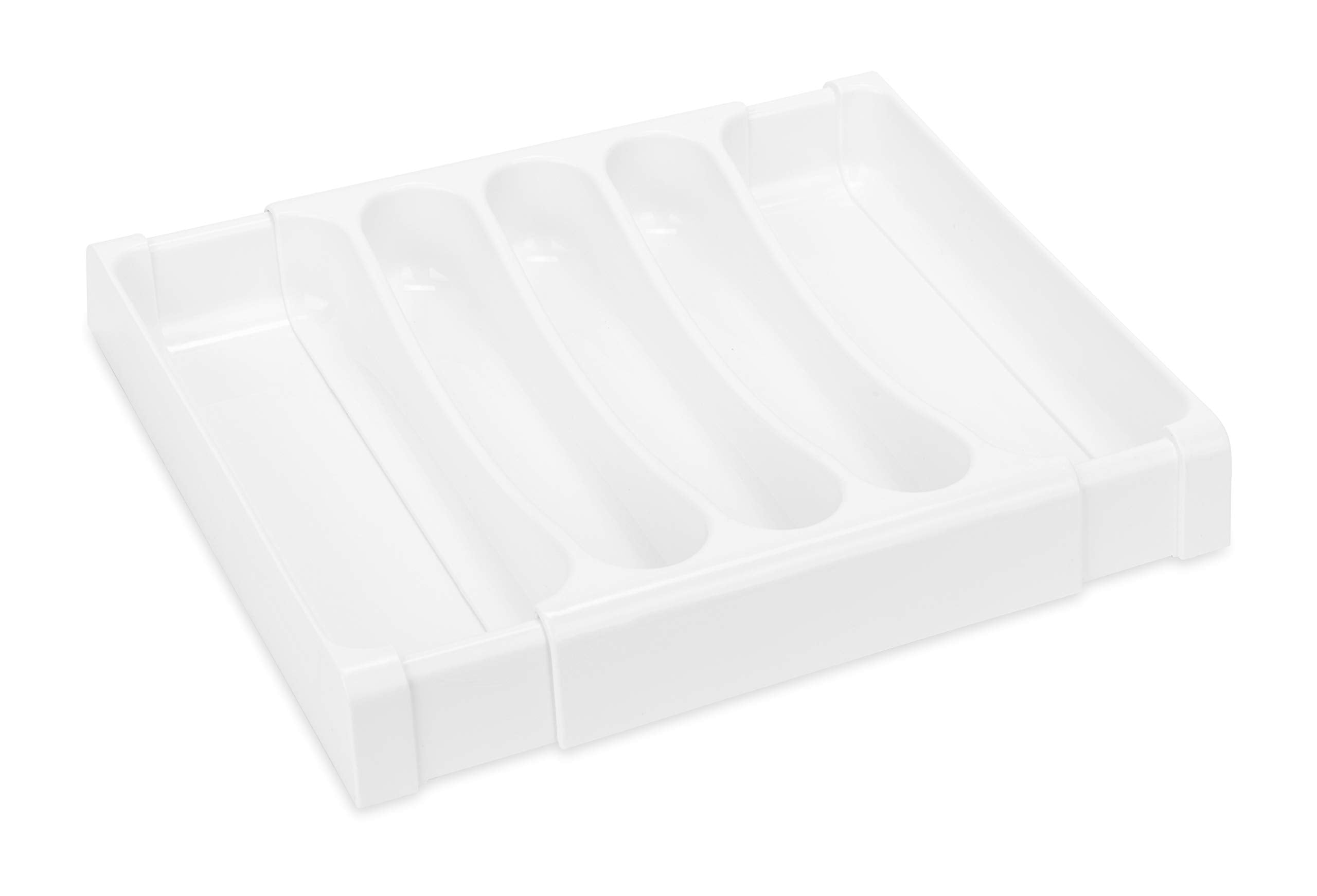 Camco Cutlery Adjustable Tray - Designed for RV and Compact Kitchen Drawers, Adjusts Between 9" and 13" for an Easy Custom Fit -White (43503)