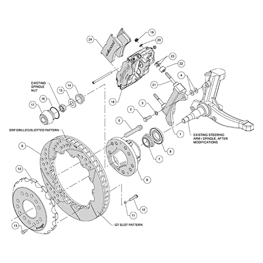 Front Hub Kit FNSL6R, 14.00", Drill, Red