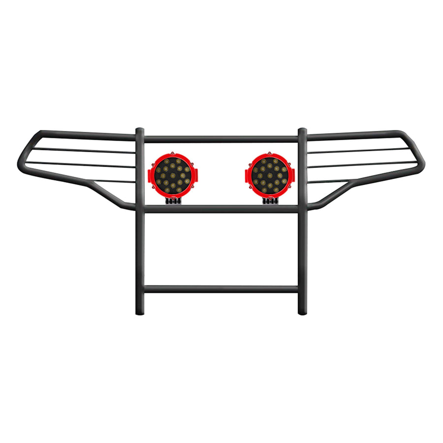 Bumper Guard Black Horse Grille brush Modular Come With pair of 7.0"Dia.LED Lights with Red Trim Rings Compatible with 2020-2024 Ford Explorer-17FJ31MA-PLR