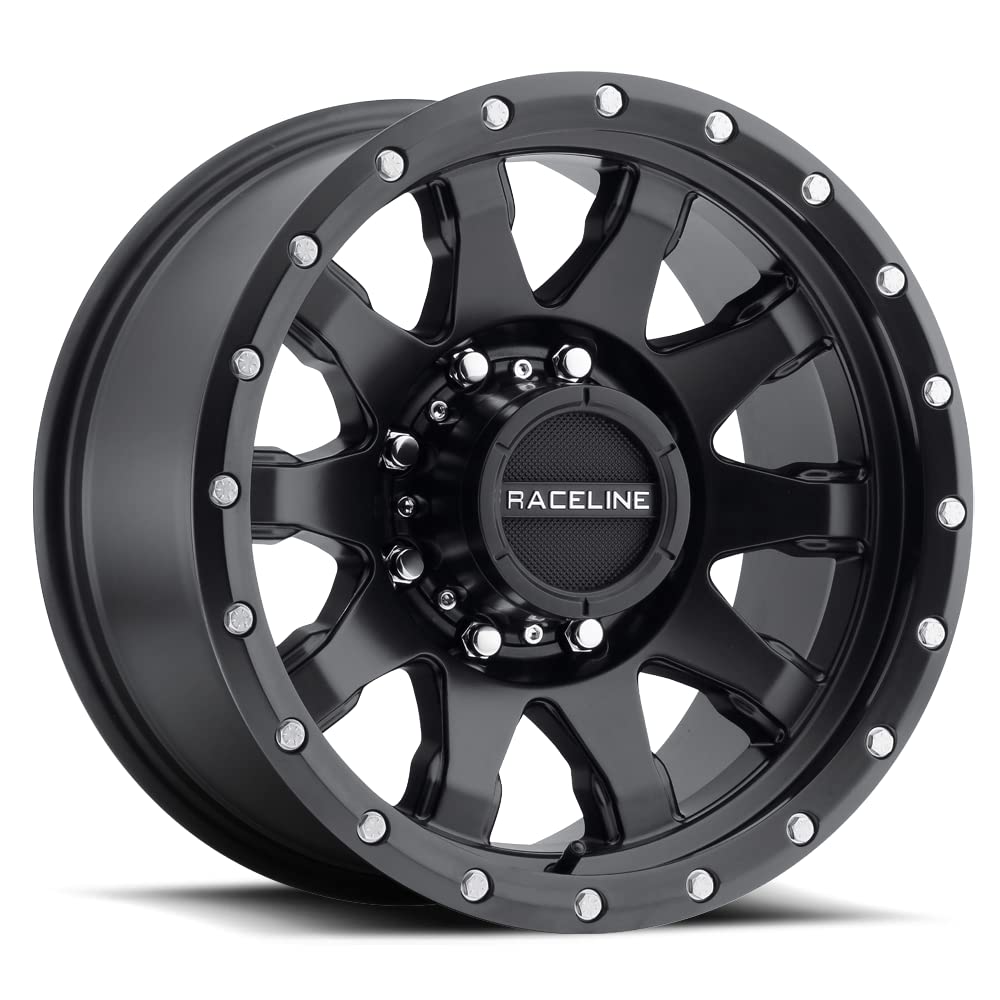 Raceline 934B Wheels CLUTCH Matte Black 20X10"8X170 Bolt Pattern -19mm Offset/(4.75"B/S) 10 Spoke Aluminum Passenger Car Wheels, Full Size Replacement Black Car Rims