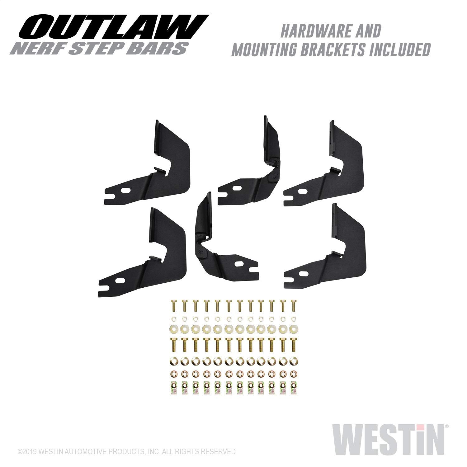 Outlaw Nerf Bars Westin 58-53715 fits 2014-2018 Silverado Sierra 1500 2019 Silverado LD Sierra 1500 Limited 2015-2019 Silverado Sierra 2500 3500 Double Cab Textured Black Pair