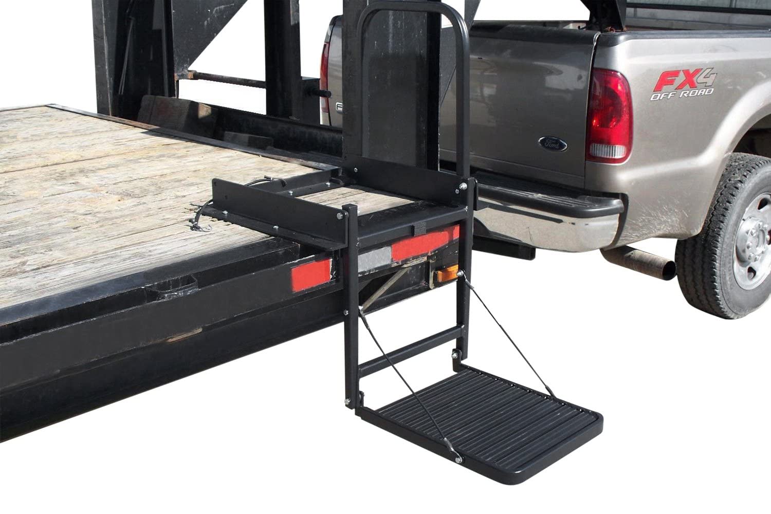Truck N' Buddy Great Day Folding Tailgate Step/Seat Platform for Work Flatbed Trucks and Equipment Trailers - 300 lbs Weight Capacity - Black Powder-Coated Finish, TNB2000B