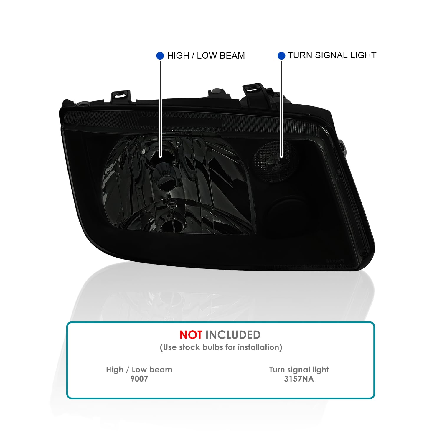 Black Smoke SPEC-D TUNING Headlights Compatible with 1999-2005 Volkswagen Jetta/Bora MK4