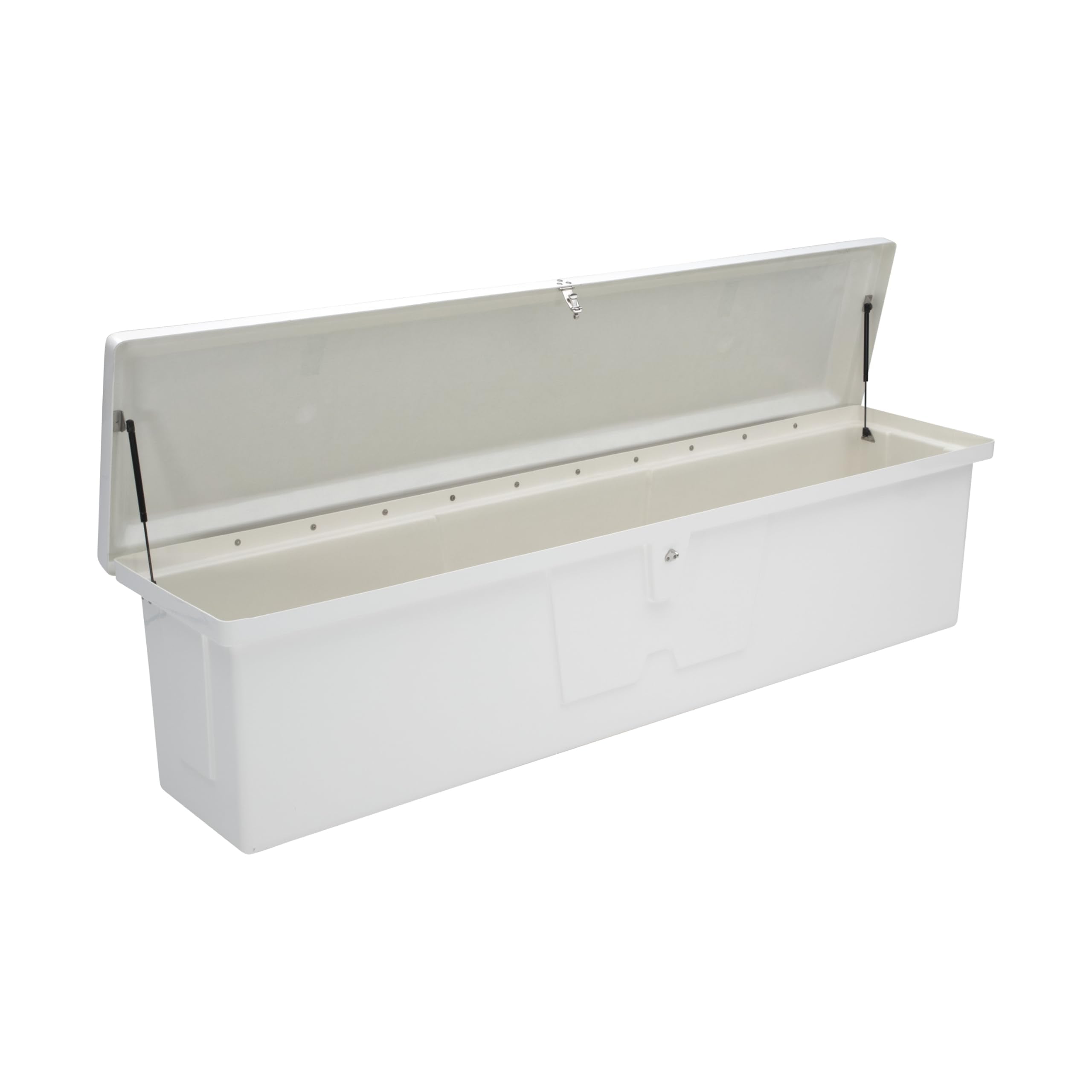 Taylor Made Standard Stow N’ Go Fiberglass Dock Box, Extra Large (24" H X 95" W X 22" D), White, Smooth Interior Finish, Lockable Latch, Stainless-Steel Hardware - 83559