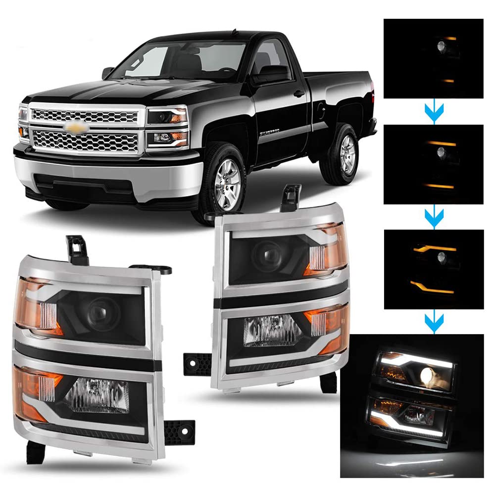 Projector Headlights Assembly Winjet for 2014 2015 Chevrolet Silverado 1500