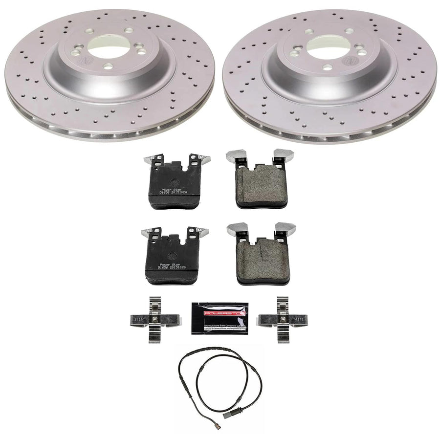 POWERSTOP Brake Kit For BMW M2 2016-2018, BMW M3 2015-2018, BMW M4 2015-2020 Rear Geomet Coated Brake Rotors and Brake Pads