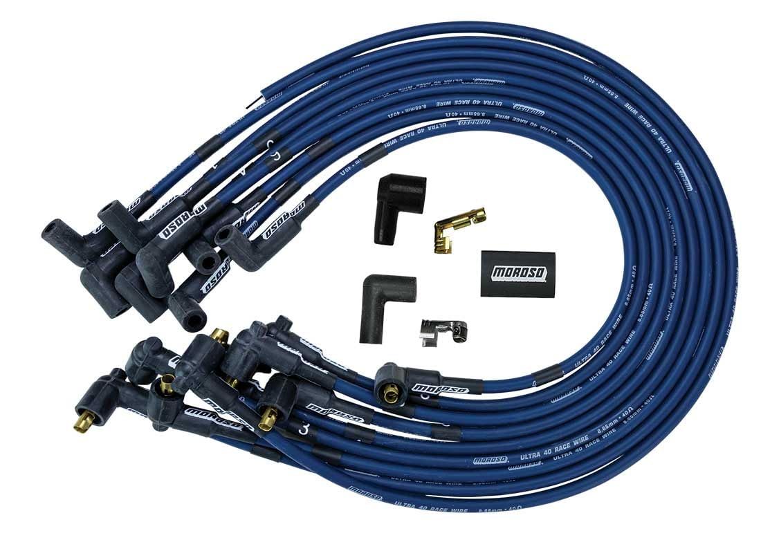 Moroso ULTRA 40 IGNITION WIRE SET, UNSLEEVED, BBC, NON-HEI, BLUE