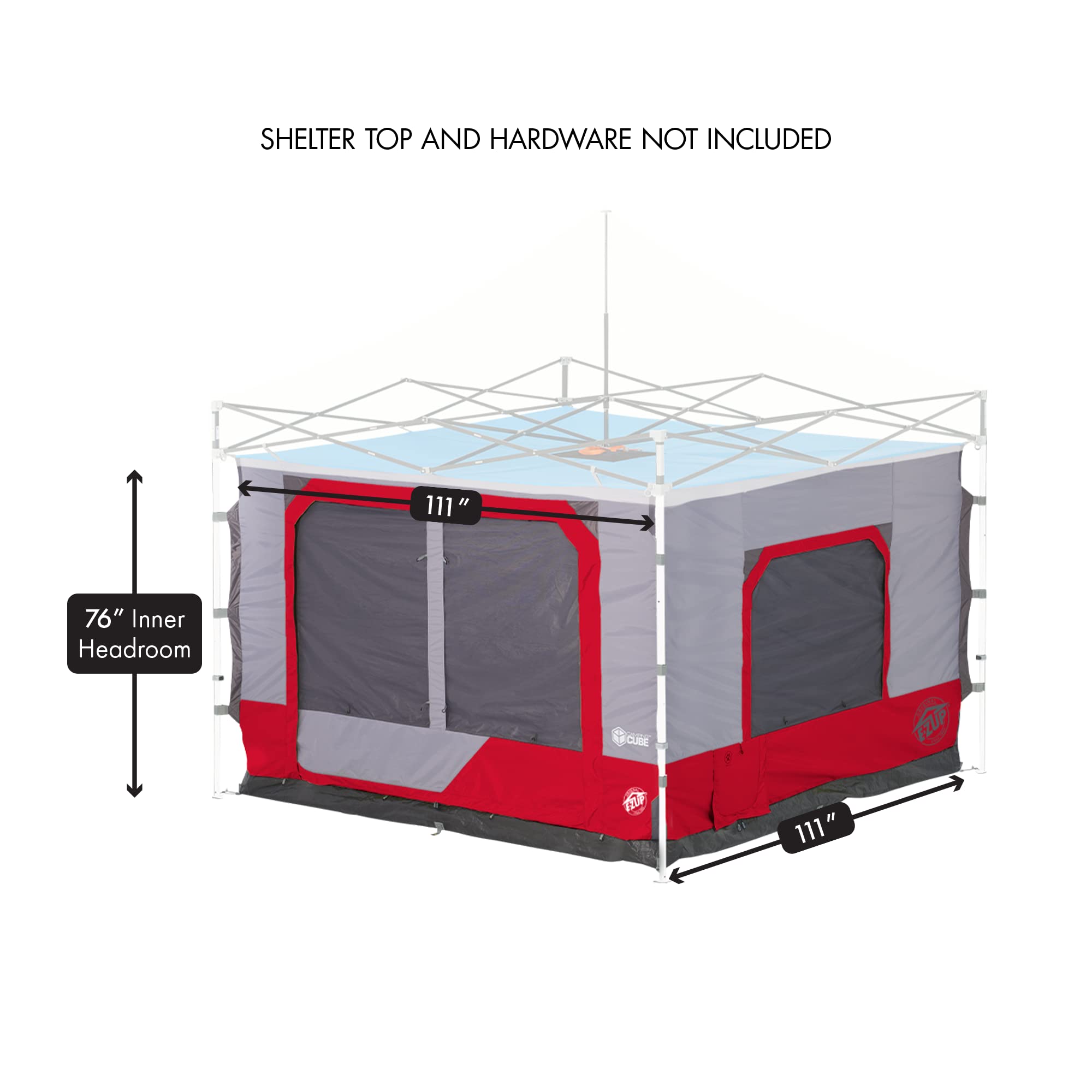 Camping Cube E-Z UP 6.4, Converts 10' Straight Leg Canopy into Camping Tent, Punch