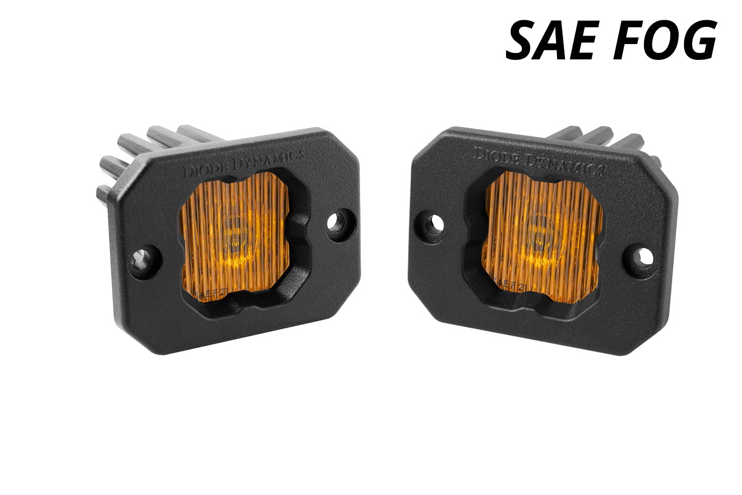 Diode Dynamics Yellow SSC1 SAE/DOT Fog Flush Mount LED Pod (pair), Fog w/Amber Backlight SAE