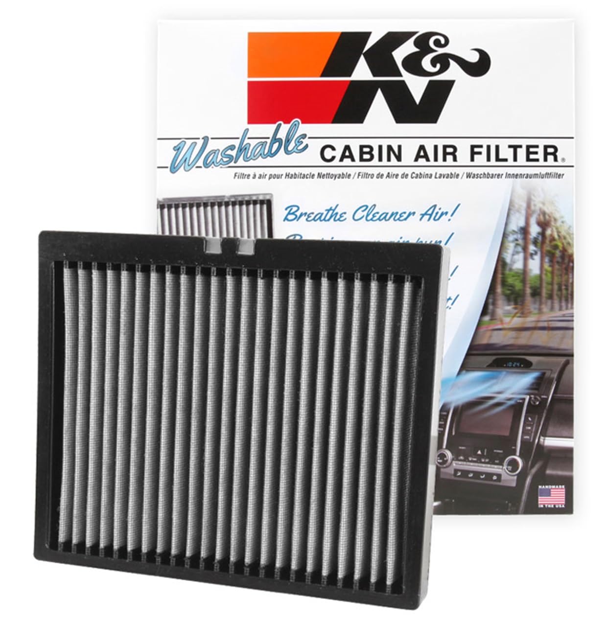 Cabin Air Filter K&N LIFETIME: Premium, Washable, Clean Air for your Cabin: Compatible with 2010-2024 Buick/Cadillac/Chervolet: (See Product Description for Select Models), VF2040